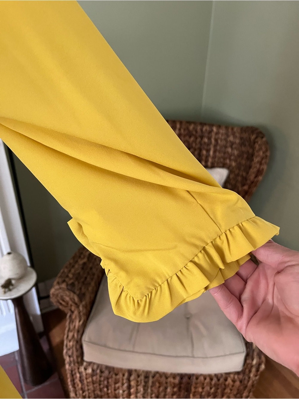 ELOQUII Studio Golden Mustard Ruffle Tie-Neck Dress | NWT | Size 20 - Picture 6 of 11